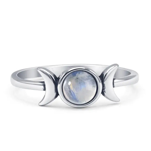 Moonstone Triple Moon Ring
