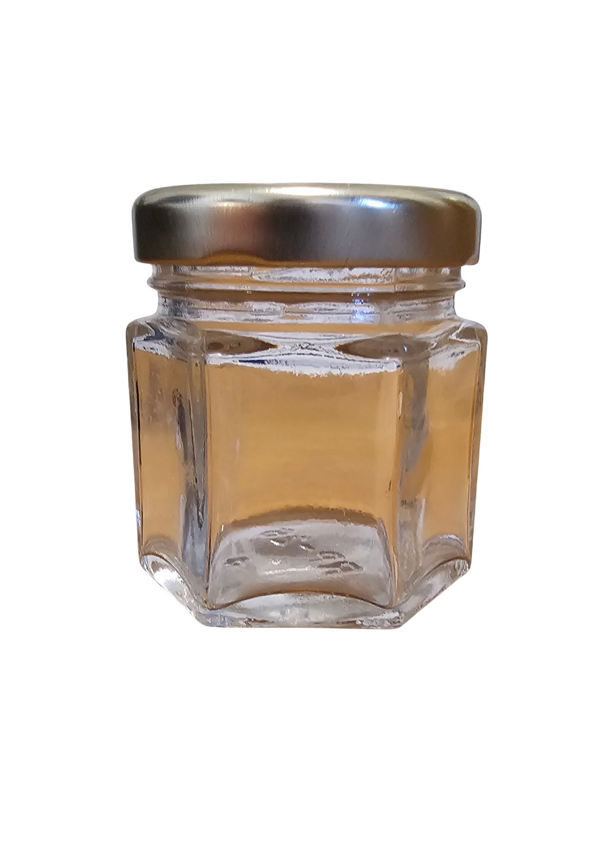 Hexagon Glass Jar with Gold Lid
