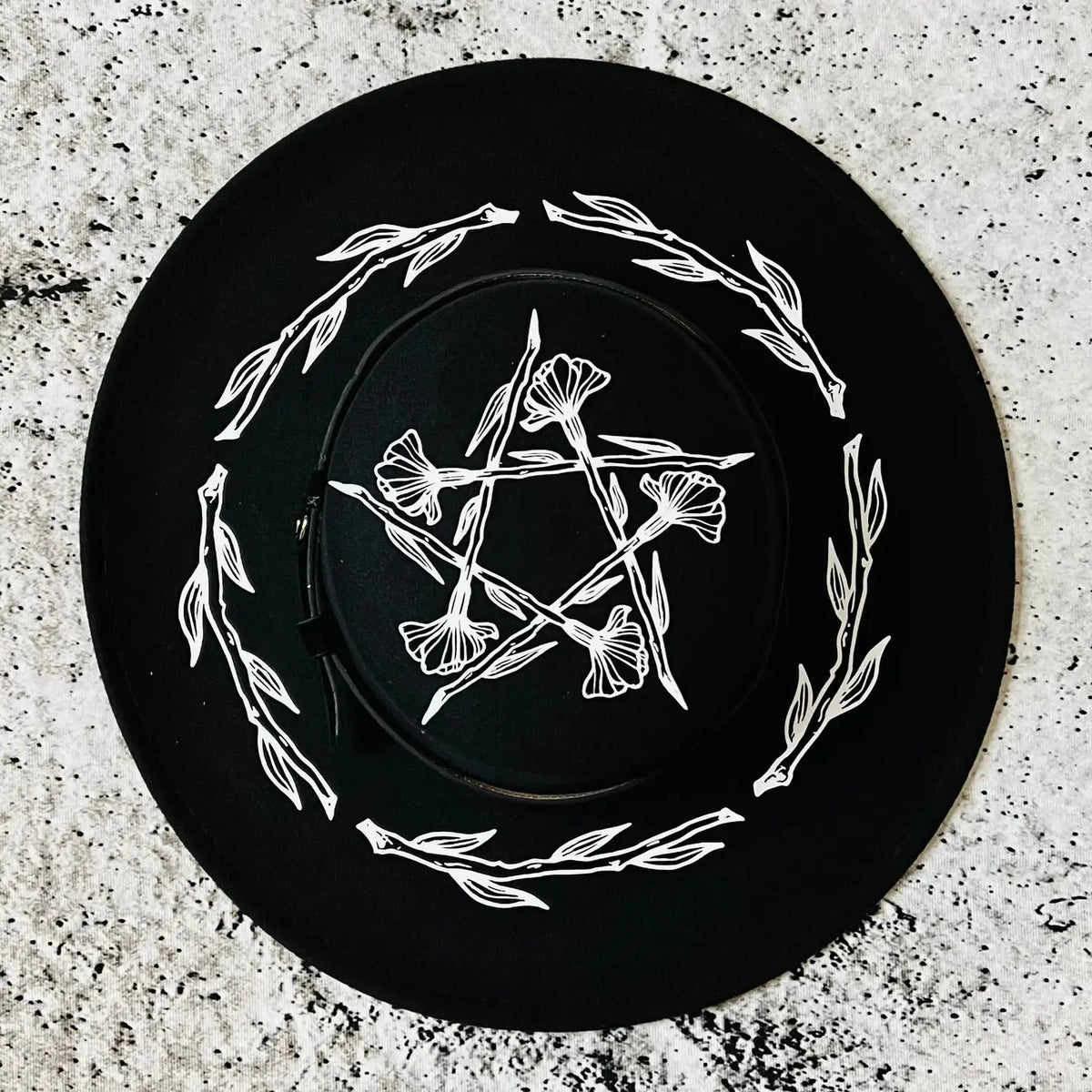 Floral Pentacle Wide brim hat