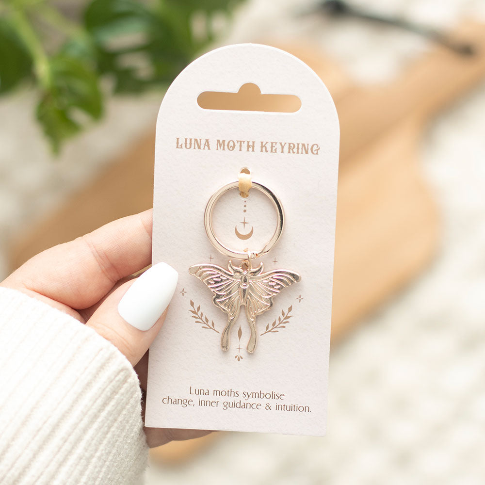 Light Luna Moth Keychain
