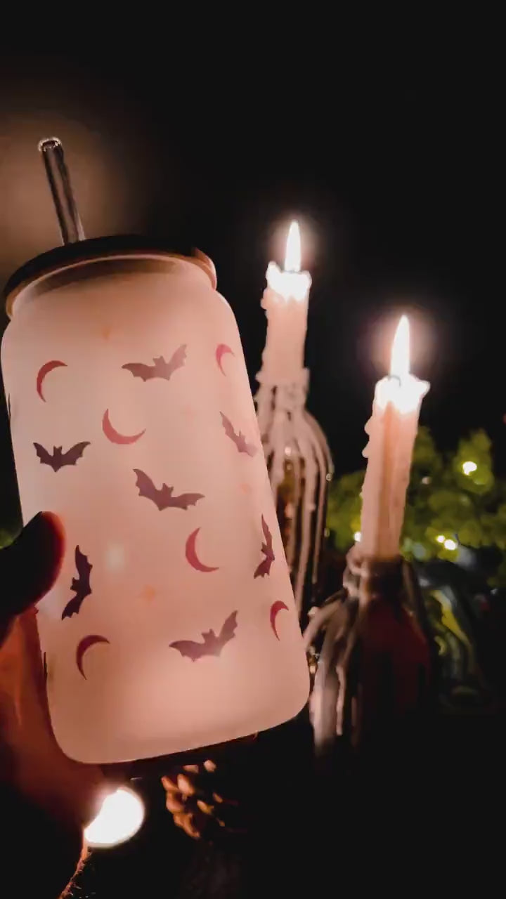Bats, Moons&Stars: Glass Can