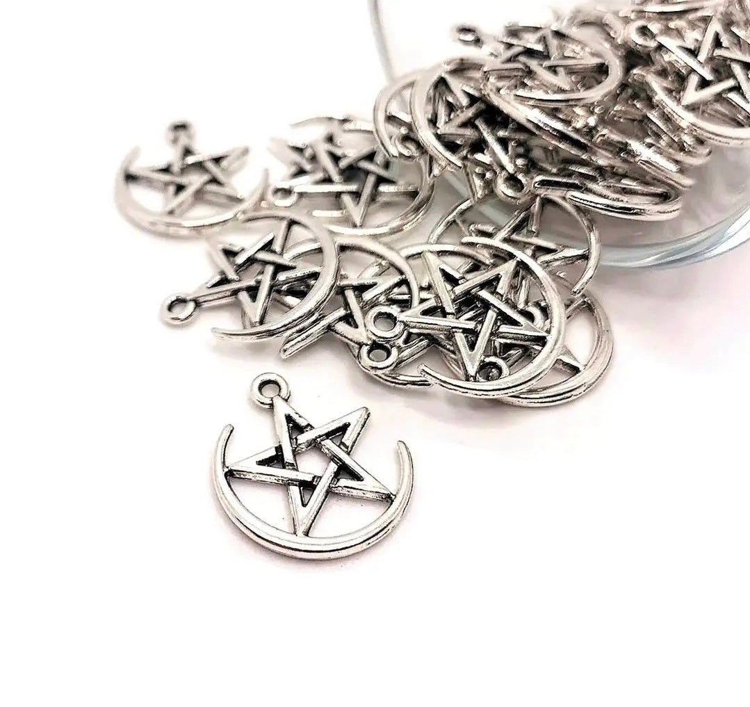 Crescent Moon Pentacle Charm