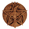 Raven Pentacle Wood Finish Wall Plaque