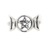 Triple Moon Pentacle Ring