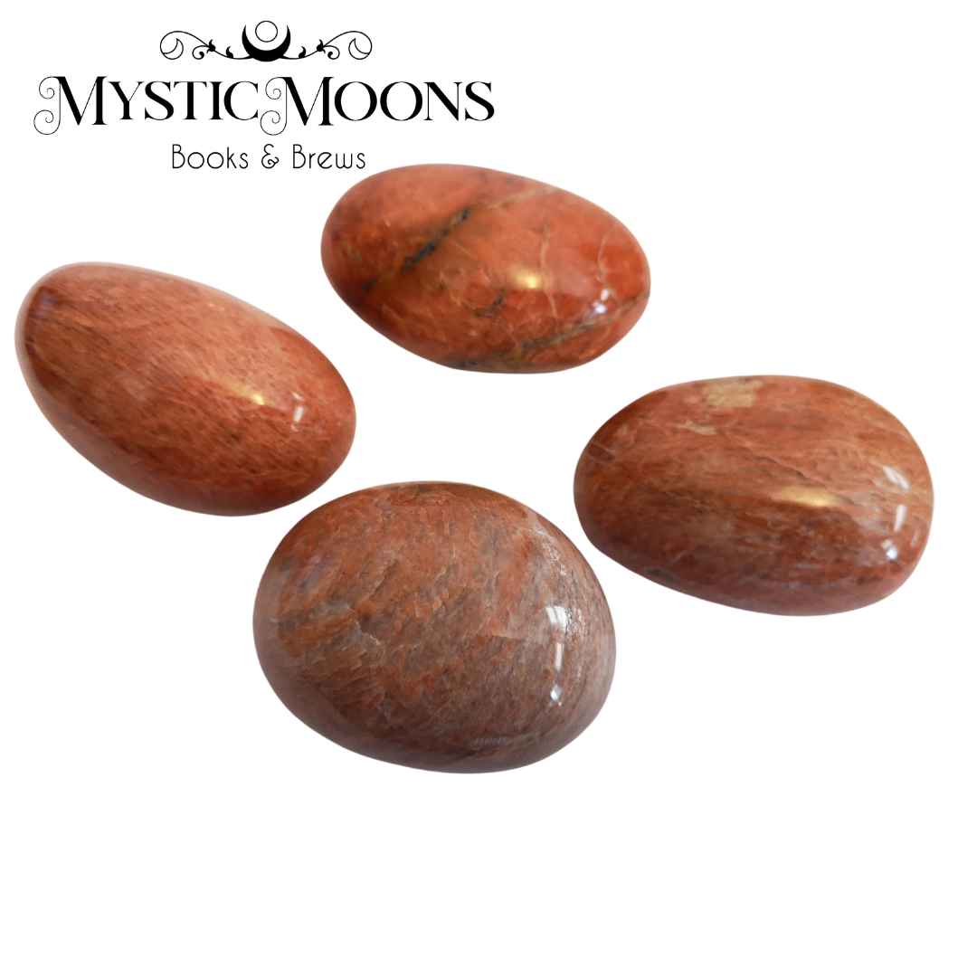 Peach Moonstone Palm Stone