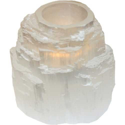 White Selenite T-light holder