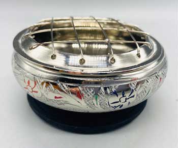 Silver Tone Screen Charcoal Burner