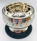 Silver Tone Screen Carved Charcoal Burner