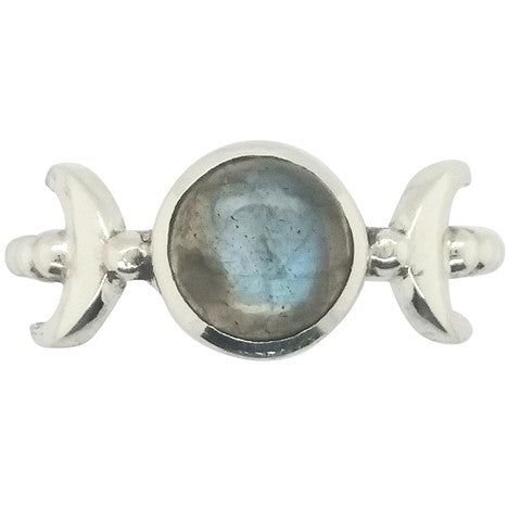 Triple Moon Rainbow Moonstone Ring