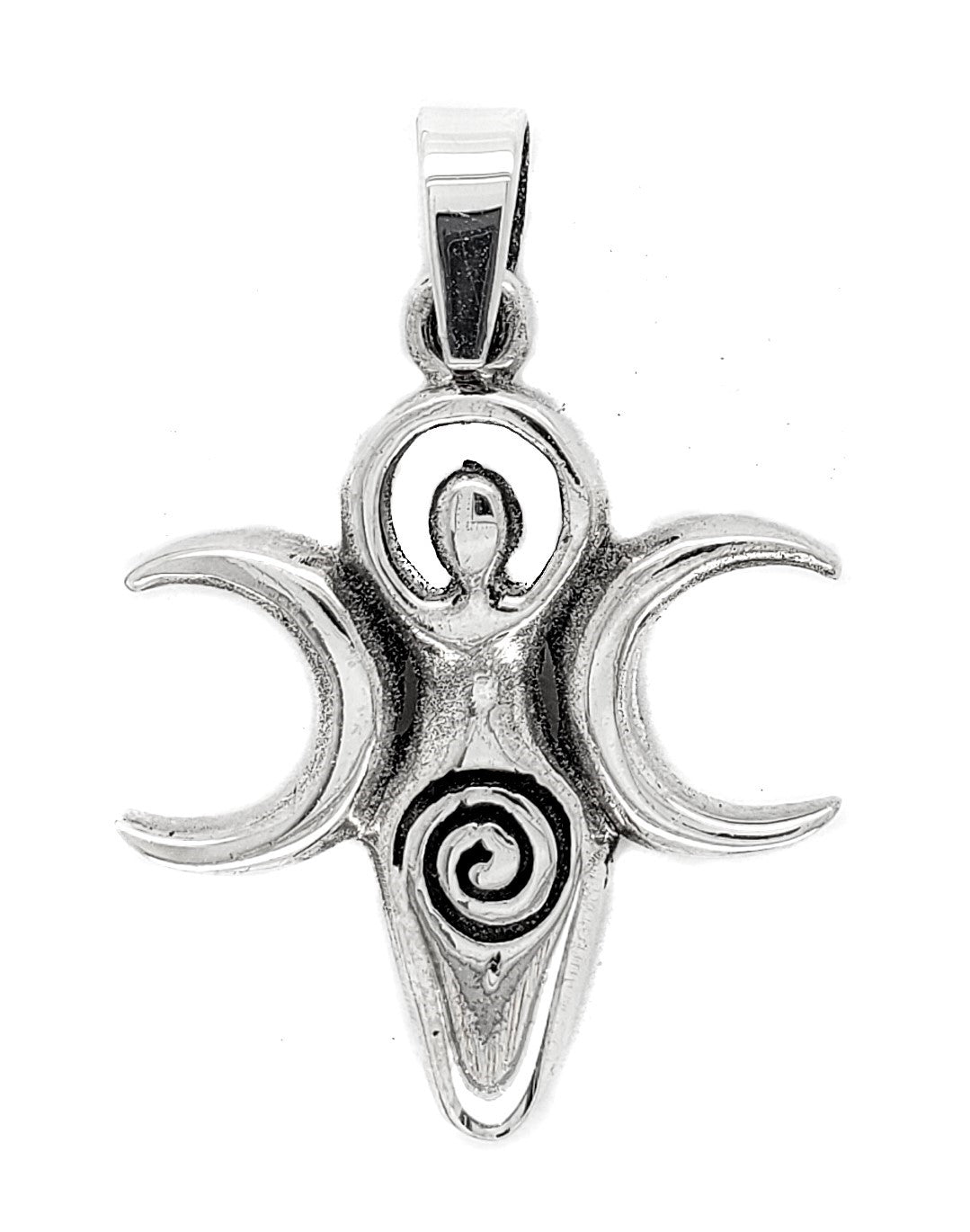 Triple Moon Spiral Goddess Pendant
