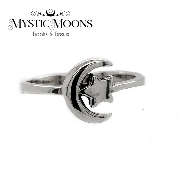 Crescent Moon and Star Ring