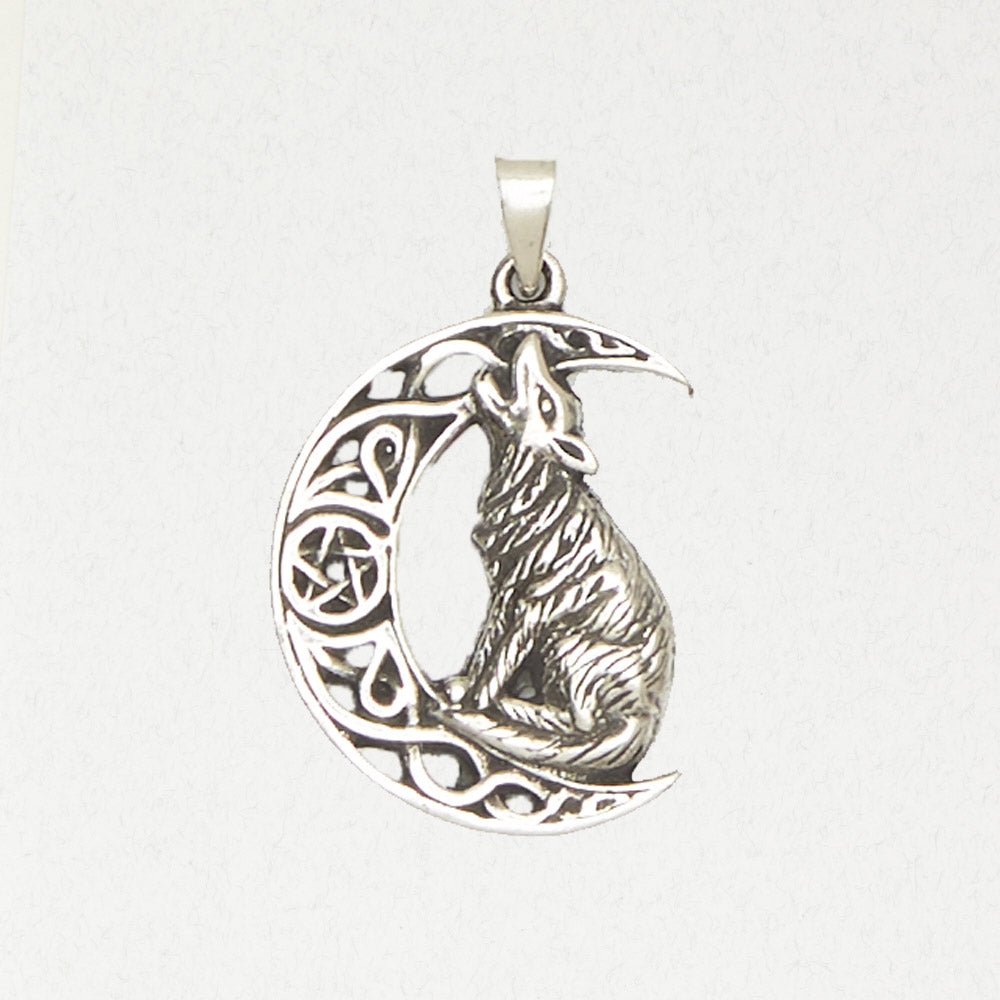 Howling Wolf in Moon Necklace