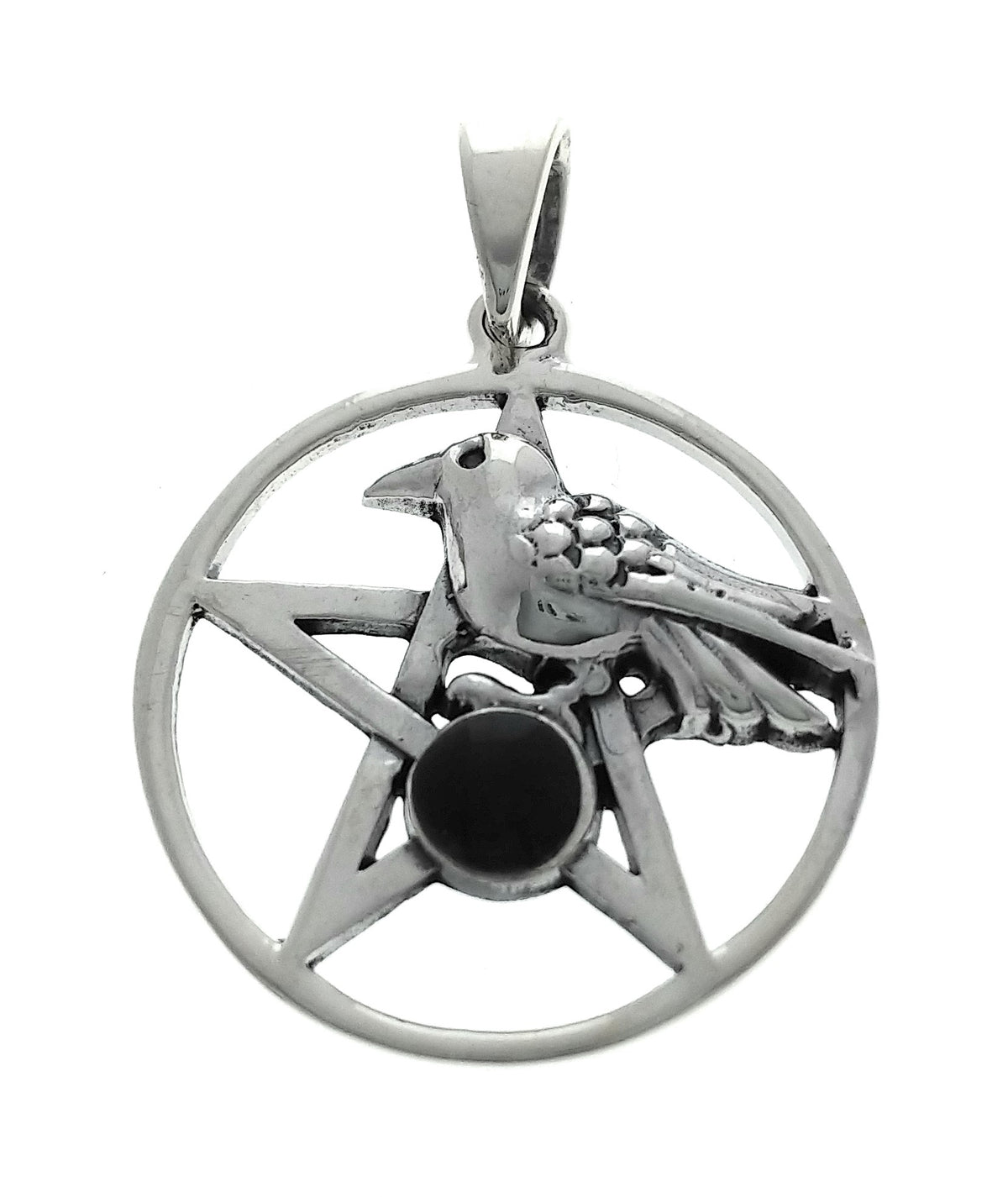 Raven on Pentacle w/Onyx Pendant